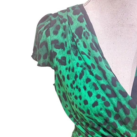 Dolce & Gabbana Italy emerald green v neck Leopard Print Dress stretchy sz EU42 - Picture 6 of 11